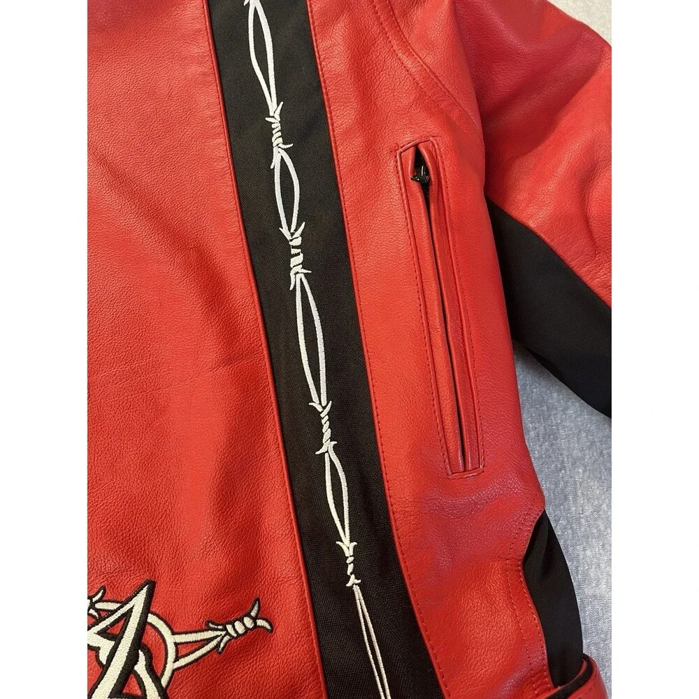 LBZ Motorcycle  Jacket Armored Red Leather Men’s XL Zip Out Lining Biker